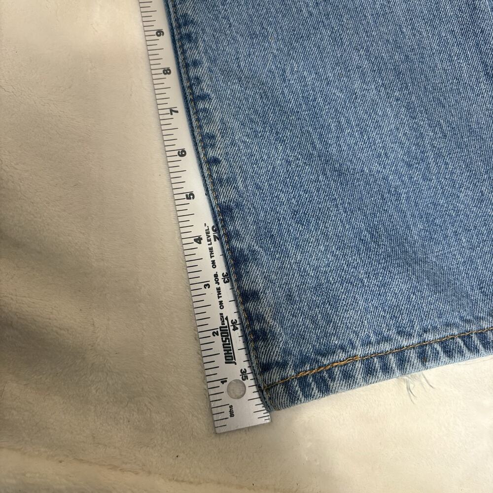Levi's 517 Bootcut Jeans 33x36 Distressed Medium Blue Wash 100% Cotton Denim - Picture 11 of 15